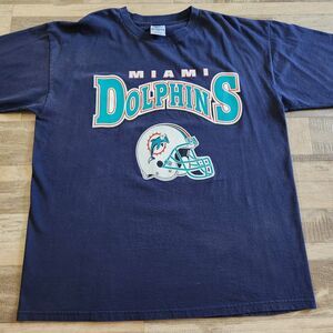Vintage 90s Miami Dolphins T-Shirt XXL Dynasty NFL Graphic Is A+ No Cracking